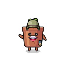 cute plant pot as veteran cartoon