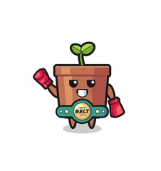 plant pot boxer mascot character