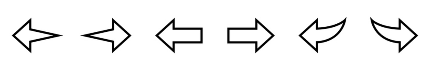 Fototapeta Conjunto de iconos de flecha, recta y curva. Ilustración vectorial, estilo línea negro obraz