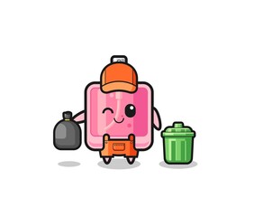 the mascot of cute perfume as garbage collector
