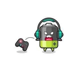 battery gamer mascot is angry