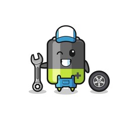 the battery character as a mechanic mascot