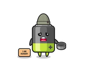 cute battery beggar cartoon character