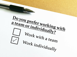 Questionnaire about work