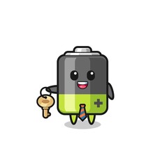 cute battery as a real estate agent mascot