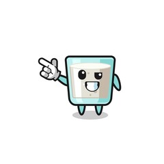 milk mascot pointing top left
