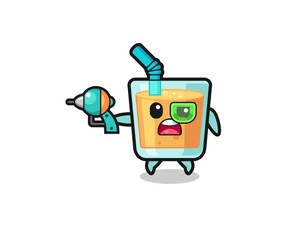 cute orange juice holding a future gun