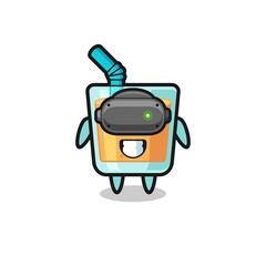 cute orange juice using VR headset