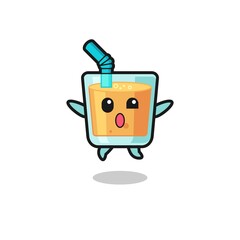 orange juice character is jumping gesture