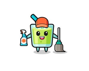 cute melon juice character as cleaning services mascot