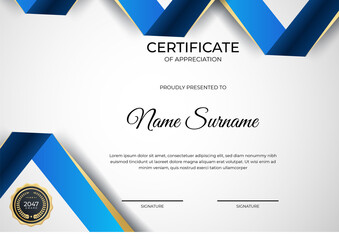 Modern employee blue gold certificate design Template