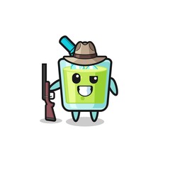 melon juice hunter mascot holding a gun