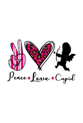 Peace Love Cupid, Valentine's day typography t-shirt design