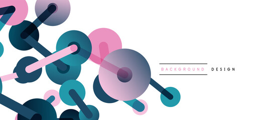 Abstract background. Round dots connected by lines. Trendy techno business template for wallpaper, banner, background or landing