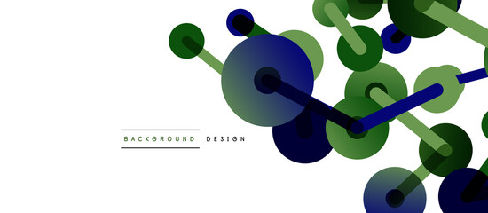 Abstract background. Round dots connected by lines. Trendy techno business template for wallpaper, banner, background or landing