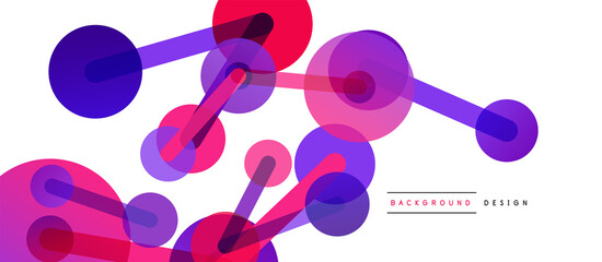Line points connections geometric abstract background. Circles connected by lines. Trendy techno business template for wallpaper, banner, background or landing