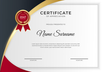 Modern gradient red black gold certificate design Template