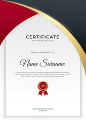 Modern gradient red black gold certificate design Template