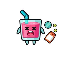 illustration of overdose strawberry juice character