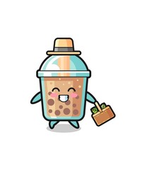bubble tea herbalist character searching a herbal