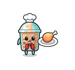 bubble tea fried chicken chef cartoon character