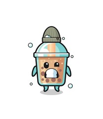 cute cartoon bubble tea with shivering expression