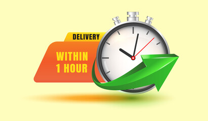 1 Hour express delivery arrow icon illustration