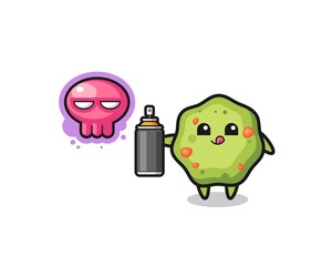 puke cartoon make a graffiti with a spray paint