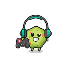 puke gamer mascot holding a game controller