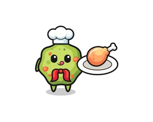 puke fried chicken chef cartoon character
