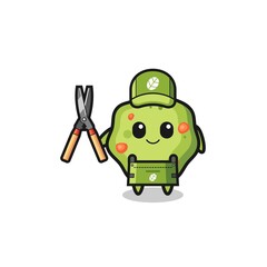 cute puke as gardener mascot