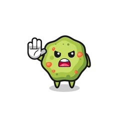 puke character doing stop gesture