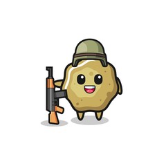 cute loose stools mascot as a soldier