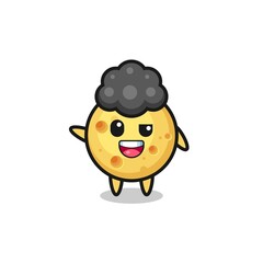 round cheese character as the afro boy