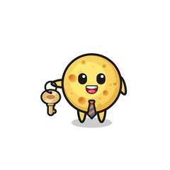 cute round cheese as a real estate agent mascot