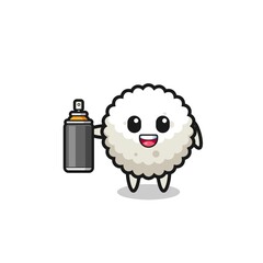 the cute rice ball as a graffiti bomber