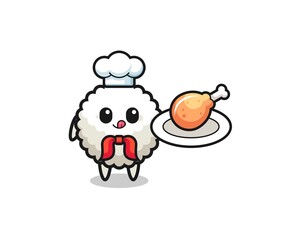 rice ball fried chicken chef cartoon character