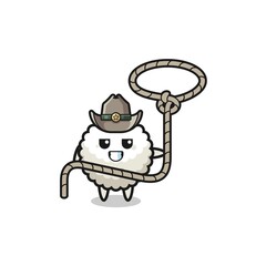 the rice ball cowboy with lasso rope