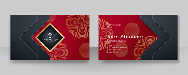 Minimalis black red gold design business card template background