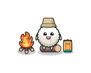 camping illustration of the rice ball cartoon