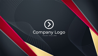 Elegant Modern professional black red gold design business card template background