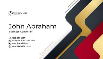 Modern professional corporate black red gold design business card template background