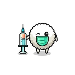 rice ball mascot as vaccinator