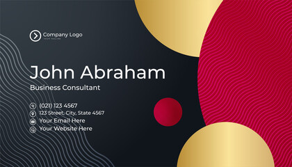 Modern professional corporate black red gold design business card template background