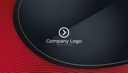 Minimalis black red gold design business card template background