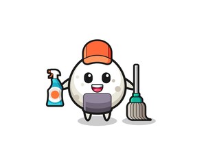 cute onigiri character as cleaning services mascot