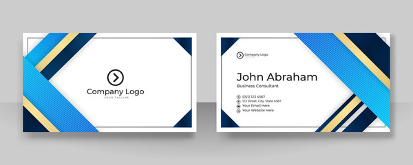 Clean corporate blue gold design business card template background