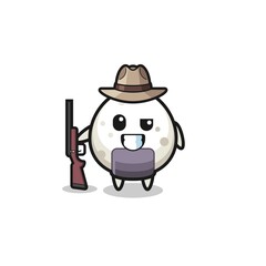 onigiri hunter mascot holding a gun