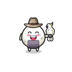 onigiri zookeeper mascot with a parrot