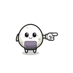 onigiri mascot with pointing right gesture